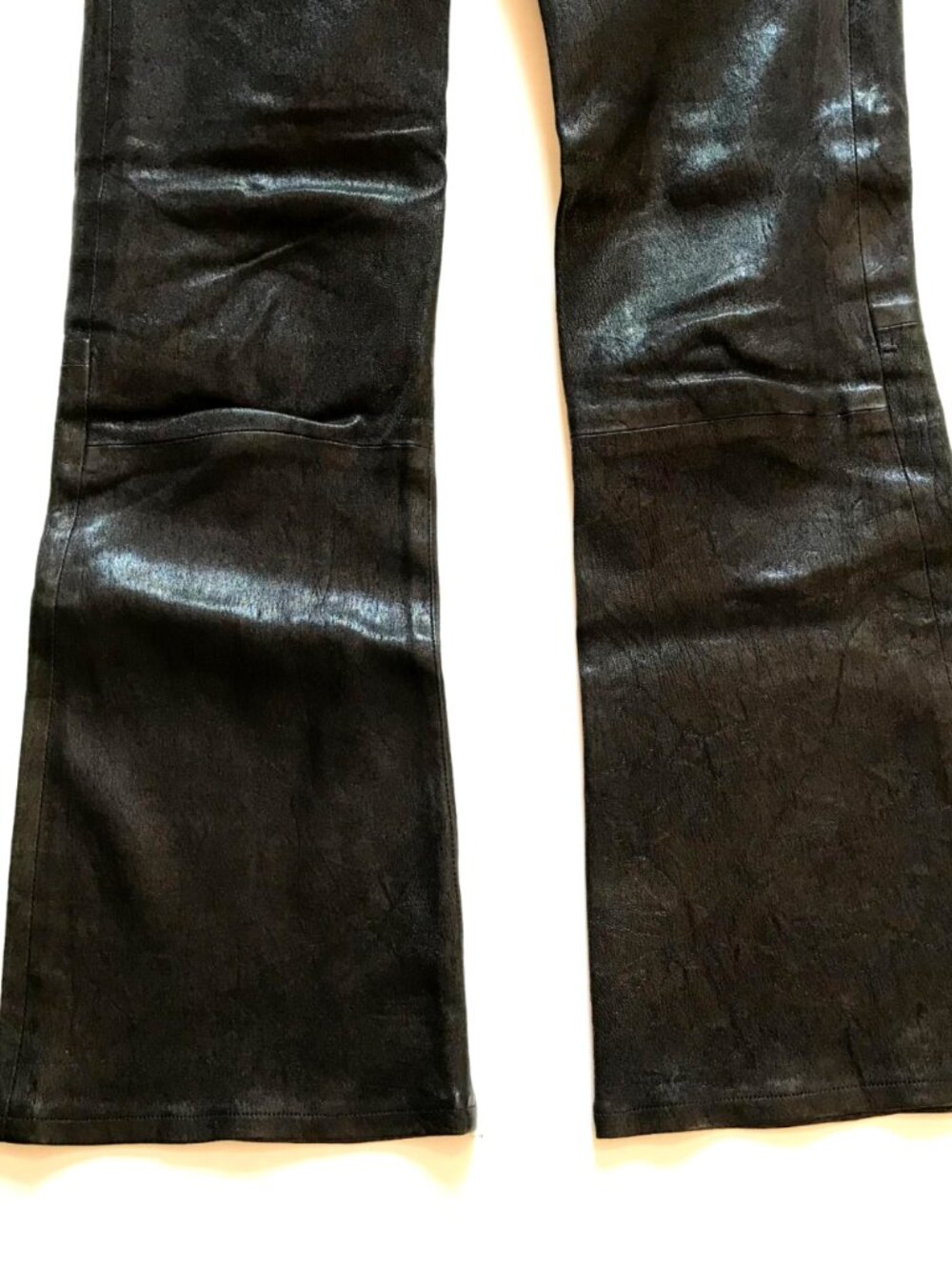 Frame Le Crop Mini Boot Leather Pants Womens 26 Black High Rise Waist Stretch - Picture 11 of 15